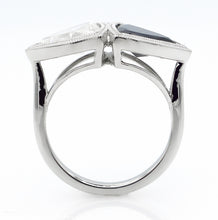 Load image into Gallery viewer, ANTIQUE VINTAGE ART DECO BLACK and WHITE ONYX RING in PLATINUM