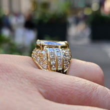 Load image into Gallery viewer, GIA 6.50ct Vintage Pear Diamond Engagement Wedding 18k Yellow Gold Ring