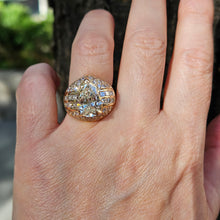 Load image into Gallery viewer, GIA 6.50ct Vintage Pear Diamond Engagement Wedding 18k Yellow Gold Ring