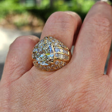 Load image into Gallery viewer, GIA 6.50ct Vintage Pear Diamond Engagement Wedding 18k Yellow Gold Ring