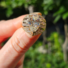 Load image into Gallery viewer, GIA 6.50ct Vintage Pear Diamond Engagement Wedding 18k Yellow Gold Ring