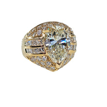 Load image into Gallery viewer, GIA 6.50ct Vintage Pear Diamond Engagement Wedding 18k Yellow Gold Ring