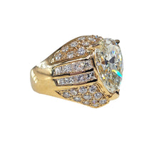 Load image into Gallery viewer, GIA 6.50ct Vintage Pear Diamond Engagement Wedding 18k Yellow Gold Ring