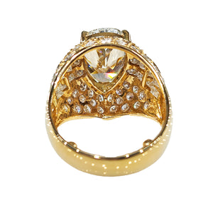 GIA 6.50ct Vintage Pear Diamond Engagement Wedding 18k Yellow Gold Ring