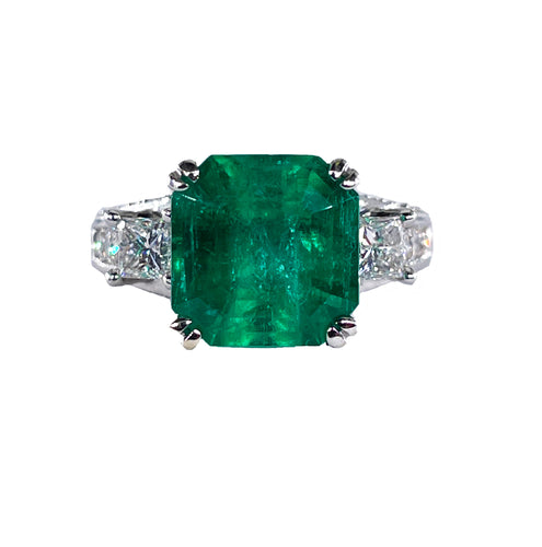 Estate Vintage GIA 7.00ct  Emerald Diamond Engagement Wedding 18KW Gold Ring