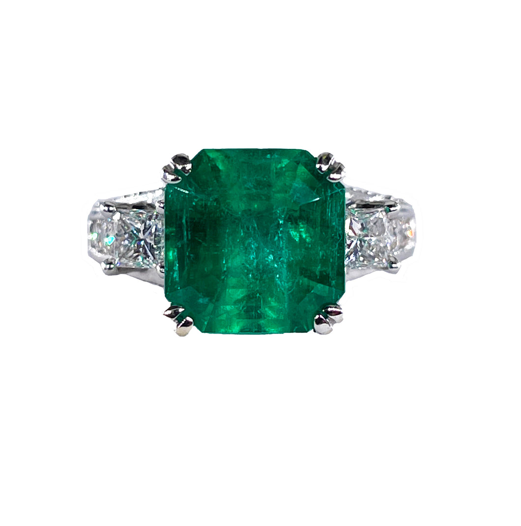 Reserved Estate Vintage GIA 7.00ct  Emerald Diamond Engagement Wedding 18KW Gold Ring