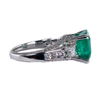 Load image into Gallery viewer, Reserved Estate Vintage GIA 7.00ct  Emerald Diamond Engagement Wedding 18KW Gold Ring