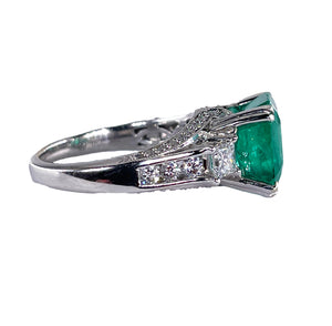 Reserved Estate Vintage GIA 7.00ct  Emerald Diamond Engagement Wedding 18KW Gold Ring