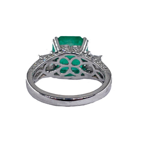 Reserved Estate Vintage GIA 7.00ct  Emerald Diamond Engagement Wedding 18KW Gold Ring