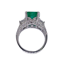 Load image into Gallery viewer, Reserved Estate Vintage GIA 7.00ct  Emerald Diamond Engagement Wedding 18KW Gold Ring