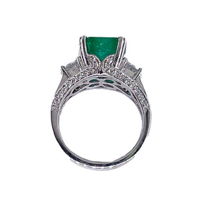 Reserved Estate Vintage GIA 7.00ct  Emerald Diamond Engagement Wedding 18KW Gold Ring