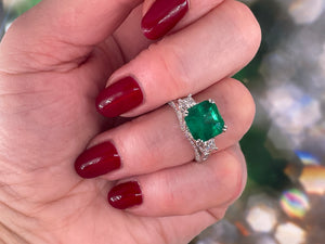 Reserved Estate Vintage GIA 7.00ct  Emerald Diamond Engagement Wedding 18KW Gold Ring