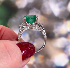 Reserved Estate Vintage GIA 7.00ct  Emerald Diamond Engagement Wedding 18KW Gold Ring