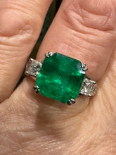 Load image into Gallery viewer, Reserved Estate Vintage GIA 7.00ct  Emerald Diamond Engagement Wedding 18KW Gold Ring