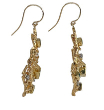 Load image into Gallery viewer, Vintage Emeralds and Diamonds 18K Yellow Gold Platinum Handmade Earrings