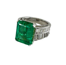 Load image into Gallery viewer, AGL Colombian Green 13.03ctw Emerald &amp; Diamond 18K White Vintage Cocktail Ring