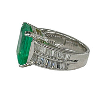 Load image into Gallery viewer, AGL Colombian Green 13.03ctw Emerald &amp; Diamond 18K White Vintage Cocktail Ring