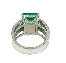 Load image into Gallery viewer, AGL Colombian Green 13.03ctw Emerald &amp; Diamond 18K White Vintage Cocktail Ring