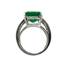 Load image into Gallery viewer, AGL Colombian Green 13.03ctw Emerald &amp; Diamond 18K White Vintage Cocktail Ring