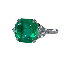 Load image into Gallery viewer, Van Cleef &amp; Arpels Vintage GIA 5.28ct Colombian Emerald &amp; Diamond Platinum Ring