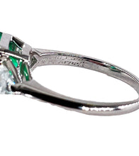 Load image into Gallery viewer, Van Cleef &amp; Arpels Vintage GIA 5.28ct Colombian Emerald &amp; Diamond Platinum Ring