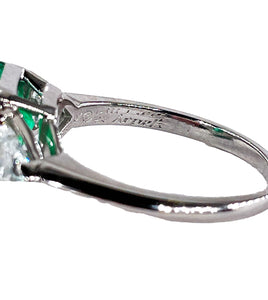 Van Cleef & Arpels Vintage GIA 5.28ct Colombian Emerald & Diamond Platinum Ring