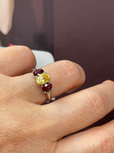 Load image into Gallery viewer, Vintage GIA 2.57ct No-Heat Yellow Sapphire Ruby Trilogy Platinum 18K Gold Ring