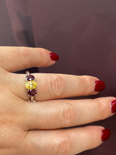 Load image into Gallery viewer, Vintage GIA 2.57ct No-Heat Yellow Sapphire Ruby Trilogy Platinum 18K Gold Ring