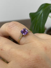 Load image into Gallery viewer, Reserved Vintage GIA 1.23 No-Heat Purple Sapphire and Diamond 18KY Gold Platinum Ring
