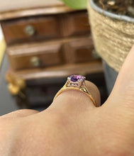 Load image into Gallery viewer, Reserved Vintage GIA 1.23 No-Heat Purple Sapphire and Diamond 18KY Gold Platinum Ring