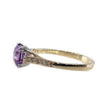 Load image into Gallery viewer, Reserved Vintage GIA 1.23 No-Heat Purple Sapphire and Diamond 18KY Gold Platinum Ring