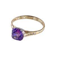 Load image into Gallery viewer, Reserved Vintage GIA 1.23 No-Heat Purple Sapphire and Diamond 18KY Gold Platinum Ring