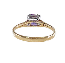 Load image into Gallery viewer, Reserved Vintage GIA 1.23 No-Heat Purple Sapphire and Diamond 18KY Gold Platinum Ring