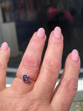 Load image into Gallery viewer, Reserved Vintage GIA 1.23 No-Heat Purple Sapphire and Diamond 18KY Gold Platinum Ring