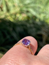 Load image into Gallery viewer, Reserved Vintage GIA 1.23 No-Heat Purple Sapphire and Diamond 18KY Gold Platinum Ring