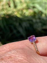 Load image into Gallery viewer, Reserved Vintage GIA 1.23 No-Heat Purple Sapphire and Diamond 18KY Gold Platinum Ring