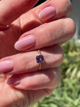 Load image into Gallery viewer, Reserved Vintage GIA 1.23 No-Heat Purple Sapphire and Diamond 18KY Gold Platinum Ring