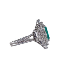 Load image into Gallery viewer, Vintage AGL 5.75cts Insignificant Colombian Green Emerald Diamond 14KW Gold Ring