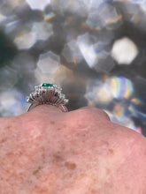 Load image into Gallery viewer, Vintage AGL 5.75cts Insignificant Colombian Green Emerald Diamond 14KW Gold Ring