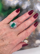 Load image into Gallery viewer, Vintage AGL 5.75cts Insignificant Colombian Green Emerald Diamond 14KW Gold Ring