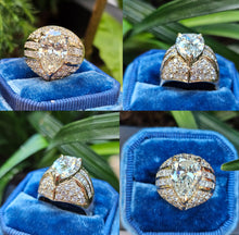 Load image into Gallery viewer, GIA 6.50ct Vintage Pear Diamond Engagement Wedding 18k Yellow Gold Ring