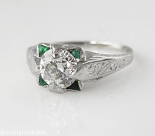 Load image into Gallery viewer, 1.34CT ANTIQUE VINTAGE OLD EURO DIAMOND EMERALD ENGAGEMENT WEDDING RING EGL USA/Diamond Violet Company, Inc