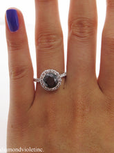 Load image into Gallery viewer, 3.00CT ESTATE VINTAGE ROUND BLACK DIAMOND ENGAGEMENT WEDDING RING 18KWG EGL USA