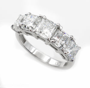 GIA 3.16CT ESTATE VINTAGE RADIANT DIAMOND ENGAGEMENT WEDDING BAND RING PLATINUM