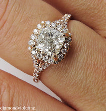 Load image into Gallery viewer, GIA 1.84CT ESTATE VINTAGE CUSHION DIAMOND ENGAGEMENT WEDDING ROSE GOLD RING