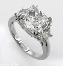 Load image into Gallery viewer, GIA 3.55CT ESTATE VINTAGE CUSHION DIAMOND 3 STONE ENGAGEMENT WEDDING RING PLAT