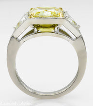 Load image into Gallery viewer, GIA 5.84CT ESTATE VINTAGE FANCY YELLOW CUSHION DIAMOND ENGAGEMENT WEDDING RING