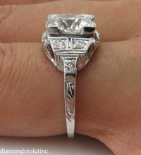 Load image into Gallery viewer, 3.07CT ANTIQUE VINTAGE DECO OLD EURO DIAMOND ENGAGEMENT WEDDING RING PLAT EGL