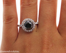 Load image into Gallery viewer, 3.00CT ESTATE VINTAGE ROUND BLACK DIAMOND ENGAGEMENT WEDDING RING 18KWG EGL USA