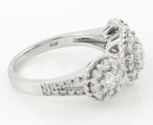 Load image into Gallery viewer, 1.51CT ESTATE VINTAGE ROUND DIAMOND 3 STONE CLUSTER ENGAGEMENT WEDDING RING 14KW